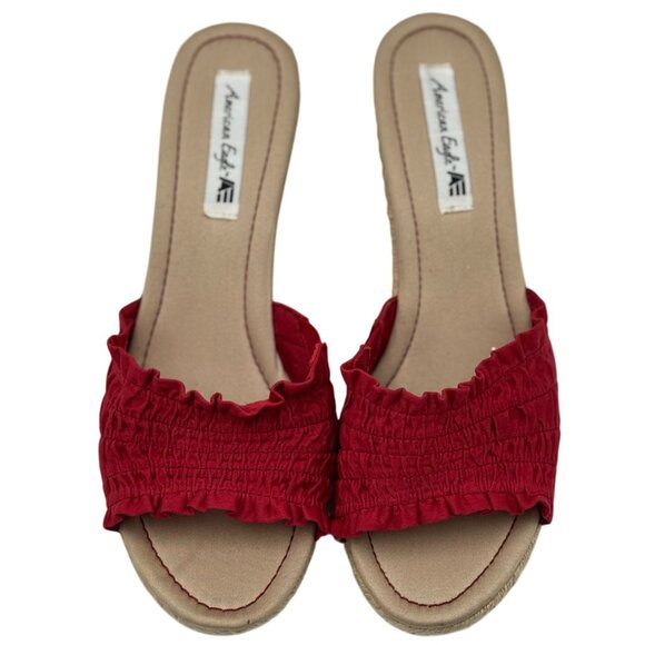 NEW American Womens 8.5 Eagle Red Sandals Platform Slide Sandals Resort Wear - Picture 2 of 9